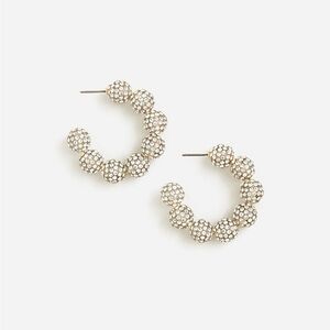 J. Crew Pave Crystal Ball Hoop Earrings NEW